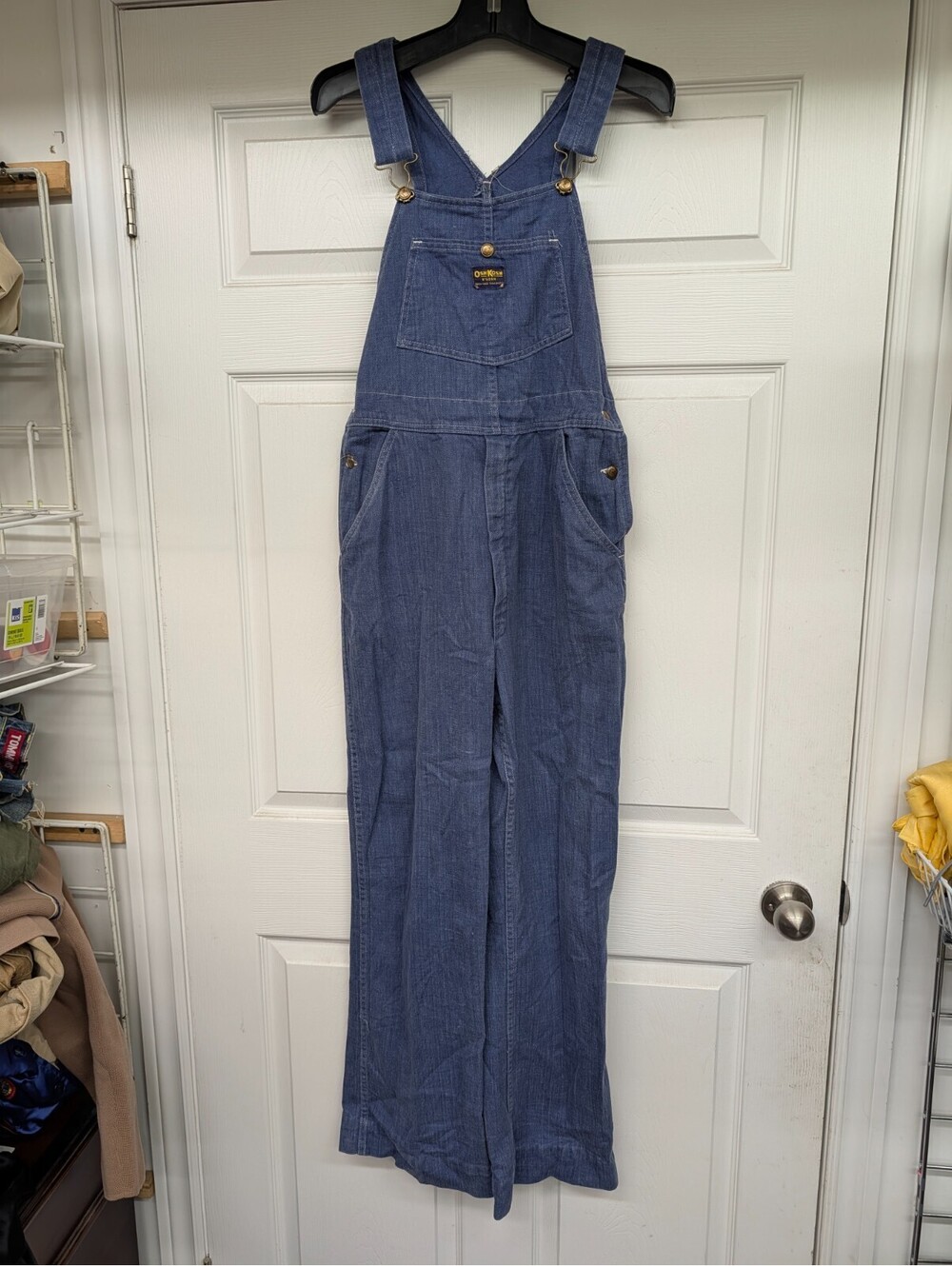 OshKosh Vestbak Blue Denim Overalls Vintage Union Made 30 in